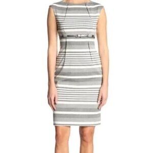 Calvin Klein Grey Stripe Sheath Dress - 12